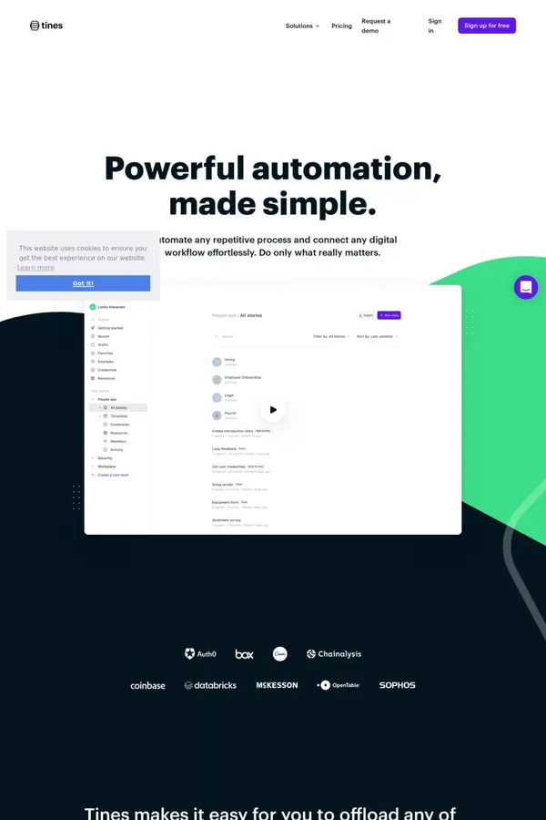 Tines: Automate any repetitive process - website design inspiration