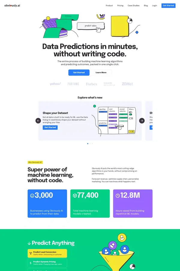Data Science without Code | Obviously AI - Landing design inspiration