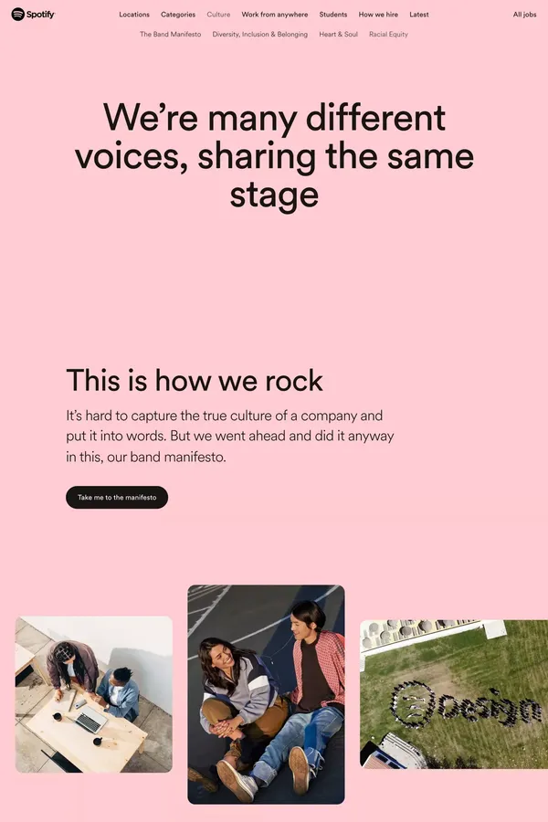 Culture | Spotify Jobs - Other design inspiration