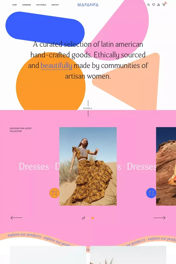 Mafanfa - A curated selection of latin american hand-crafted goods. Ethically sourced and beautifully made by communities of artisan women - Ecommerce design inspiration