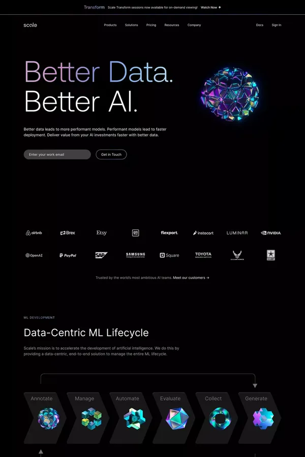 Scale AI: The Data Platform for AI - Landing design inspiration
