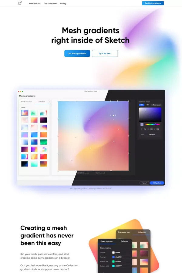 Mesh | Create beautiful mesh gradients - Landing design inspiration