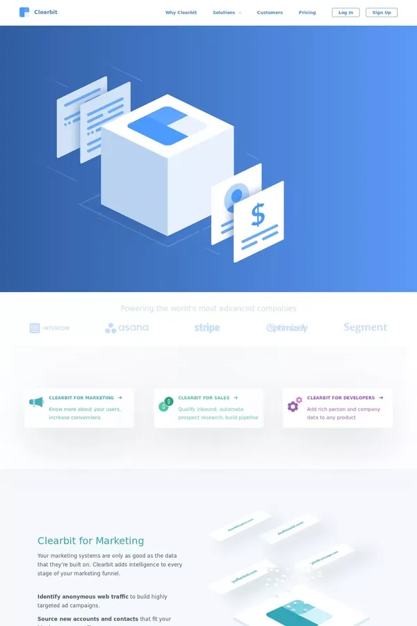 Clearbit - Landing design inspiration