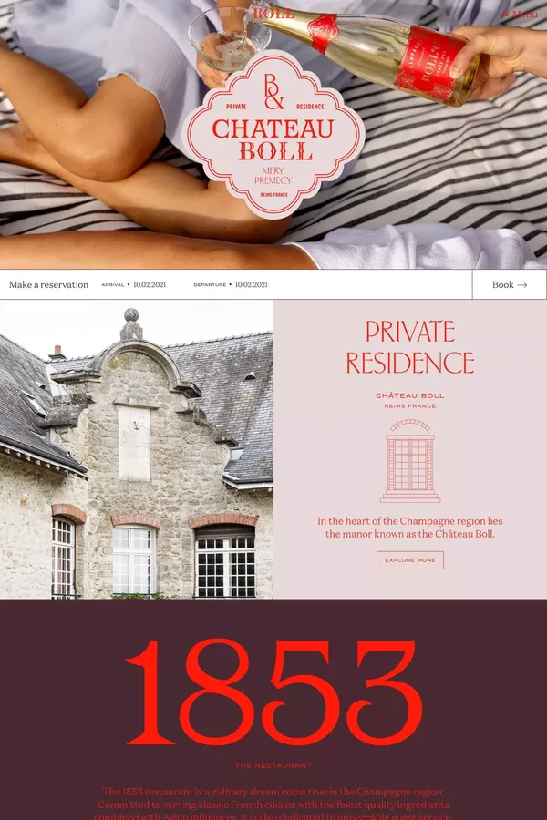 Château Boll • Boutique luxury hotel in the french Champagne area - Landing design inspiration