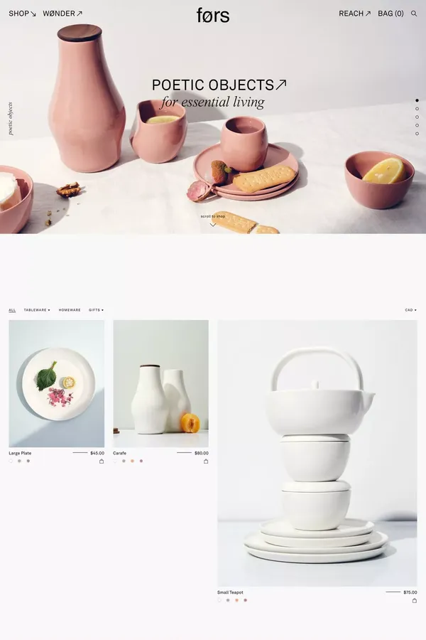 førs — poetic objects - Ecommerce design inspiration