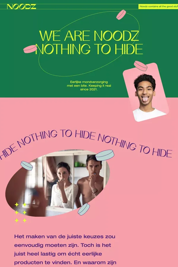 Noodz → Nothing to hide - Landing design inspiration