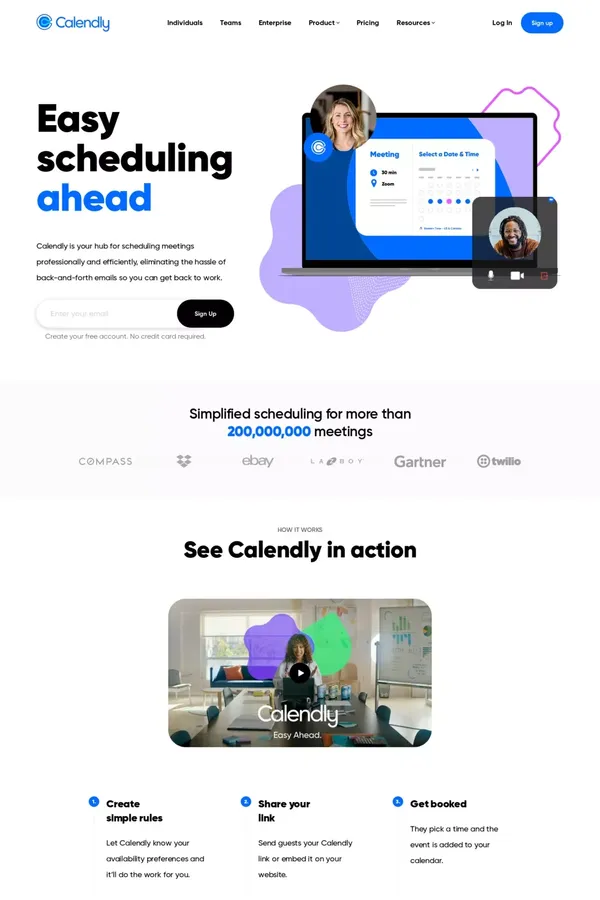 Free Online Appointment Scheduling Software - Calendly - Landing design inspiration
