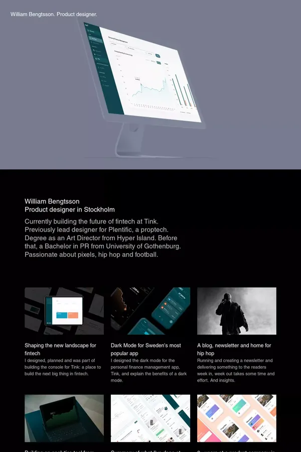 Product designer in Stockholm — William Bengtsson - website design inspiration