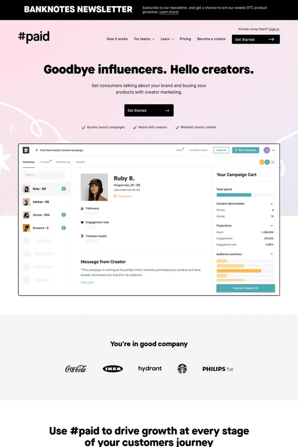 #paid | Creator Marketing Platform - Landing design inspiration