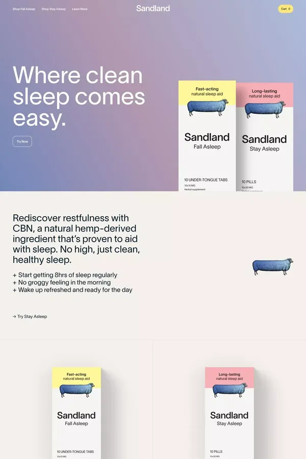 Sandland - Landing design inspiration