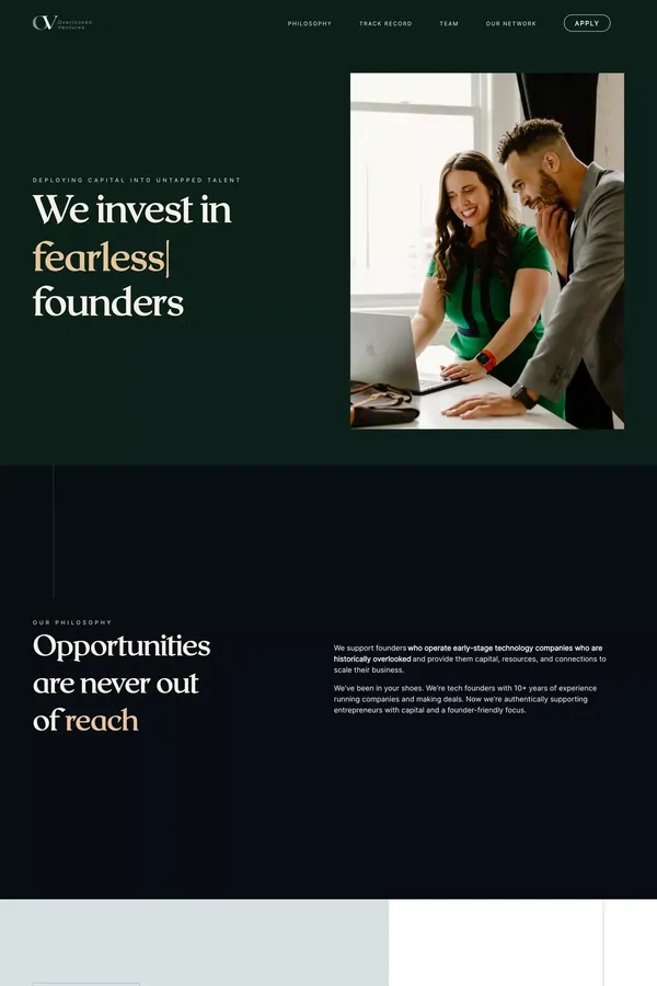 Overlooked Ventures | Pre-Seed Fund for Overlooked Founders - Landing design inspiration