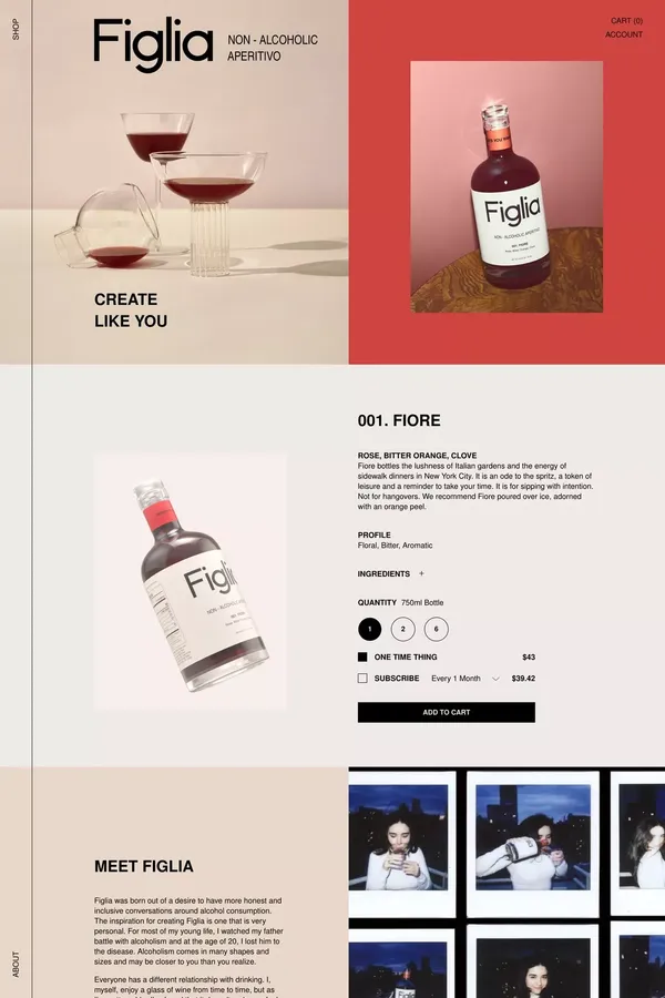 Drink Figlia: For Moments You Want To Remember - Ecommerce design inspiration