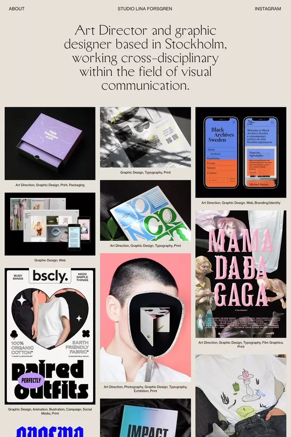 Studio Lina Forsgren - Portfolio design inspiration