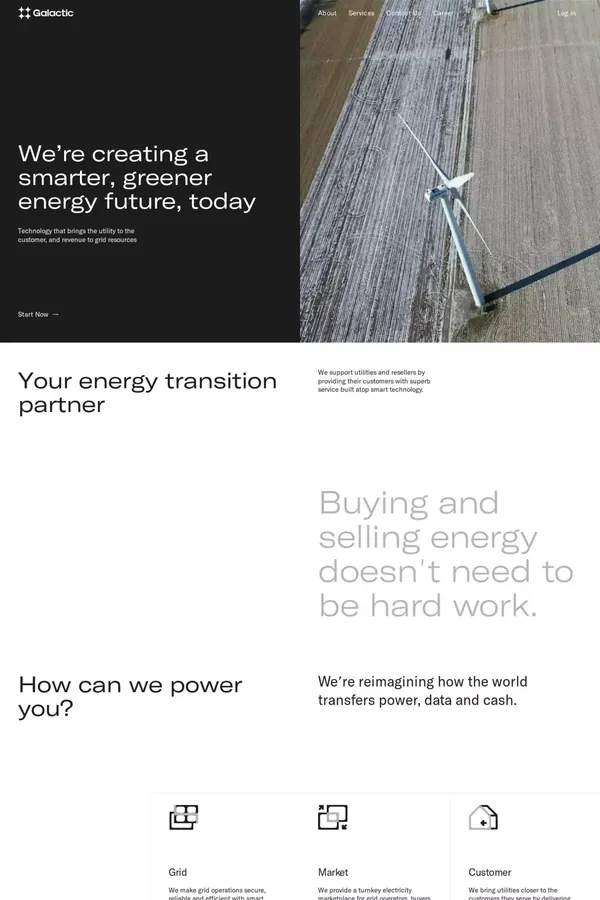 Galactic Energy - Landing design inspiration