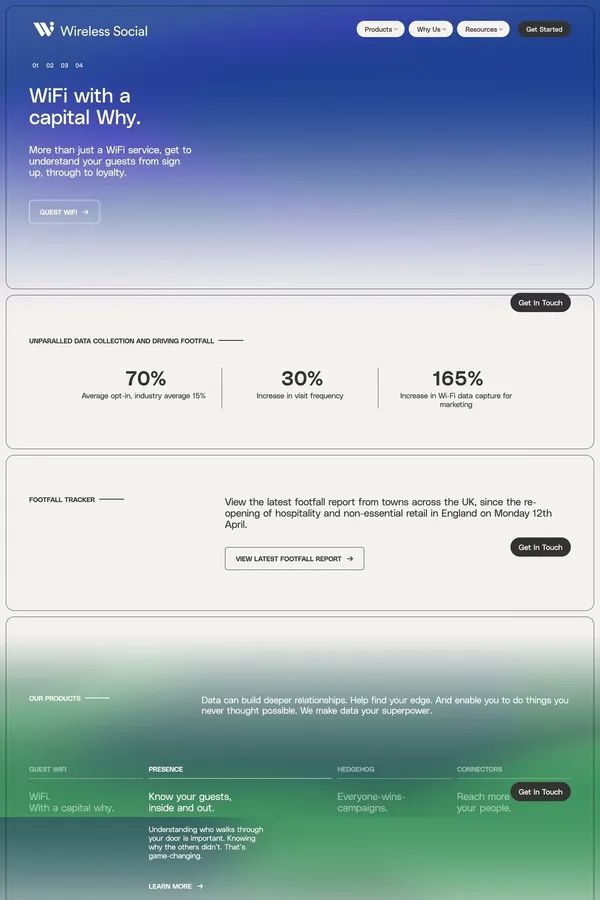 Wireless Social - Homepage - Landing design inspiration