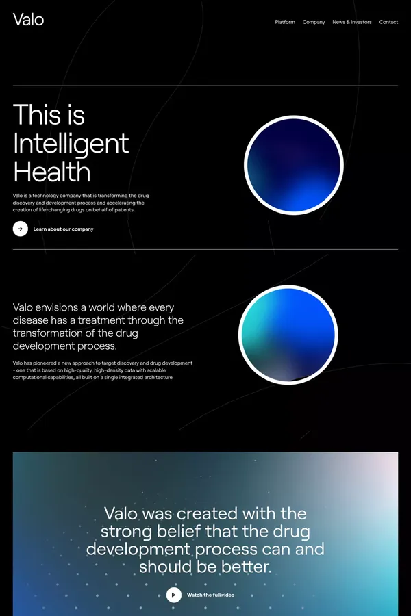 Valo | This is Intelligent Health - Landing design inspiration