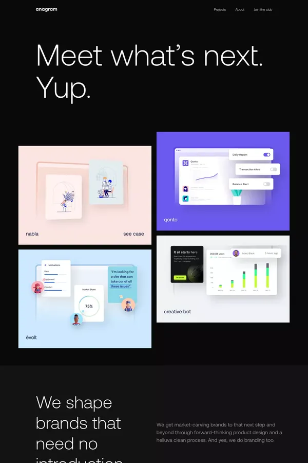 Anagram Club — Shaping brands that need no introduction - Portfolio design inspiration