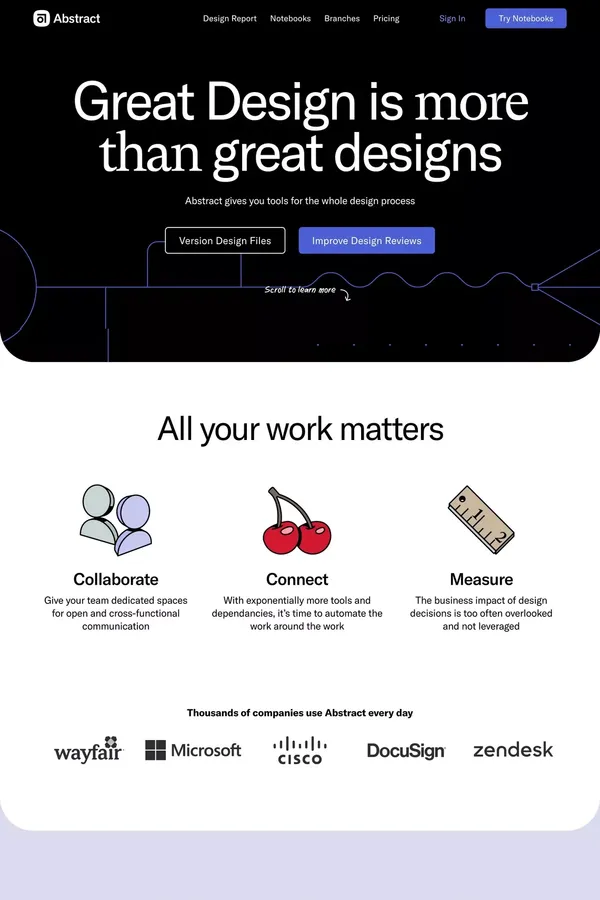 Abstract Notebooks | Bring transparency to your design process - Landing design inspiration
