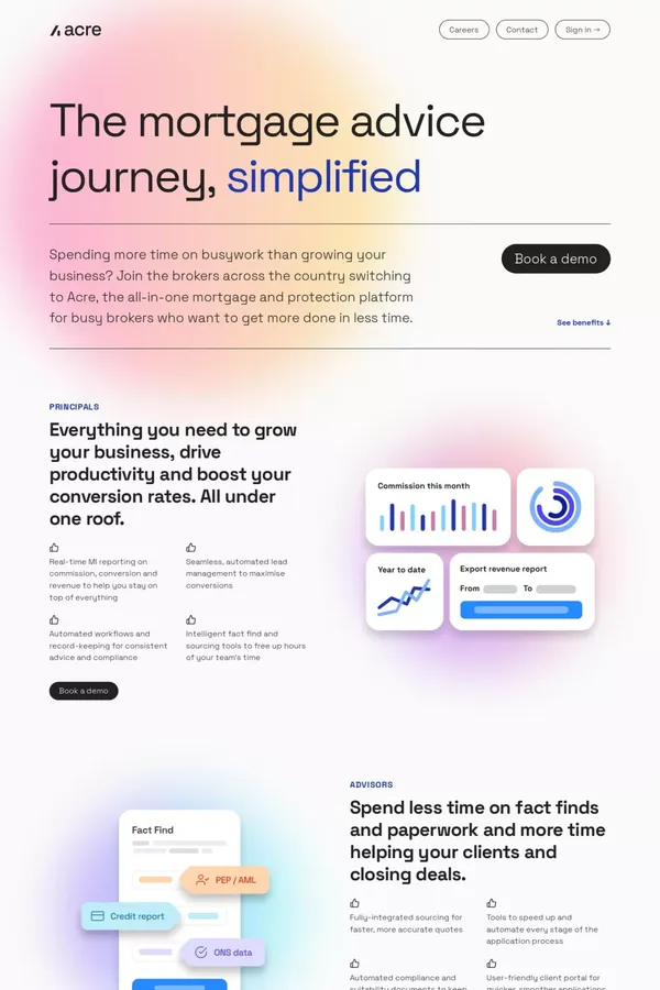 Acre: The All-In-One Mortgage and Protection Platform - Landing design inspiration