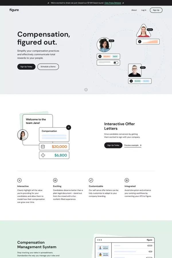 Figure - Compensation, Figured out. - Landing design inspiration