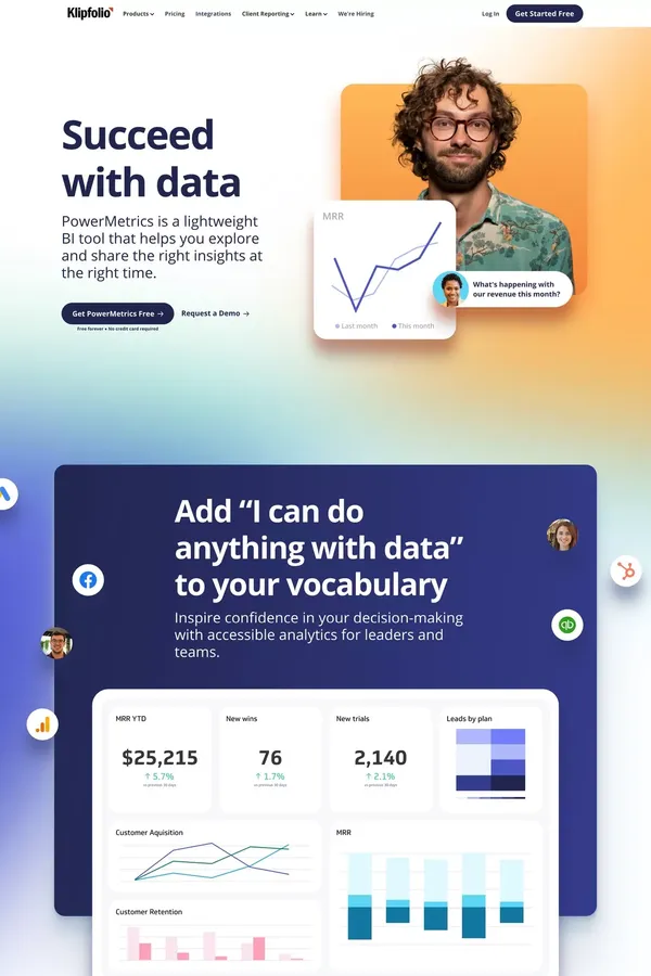 Business dashboard & analytics software for individuals and teams | Klipfolio - Landing design inspiration