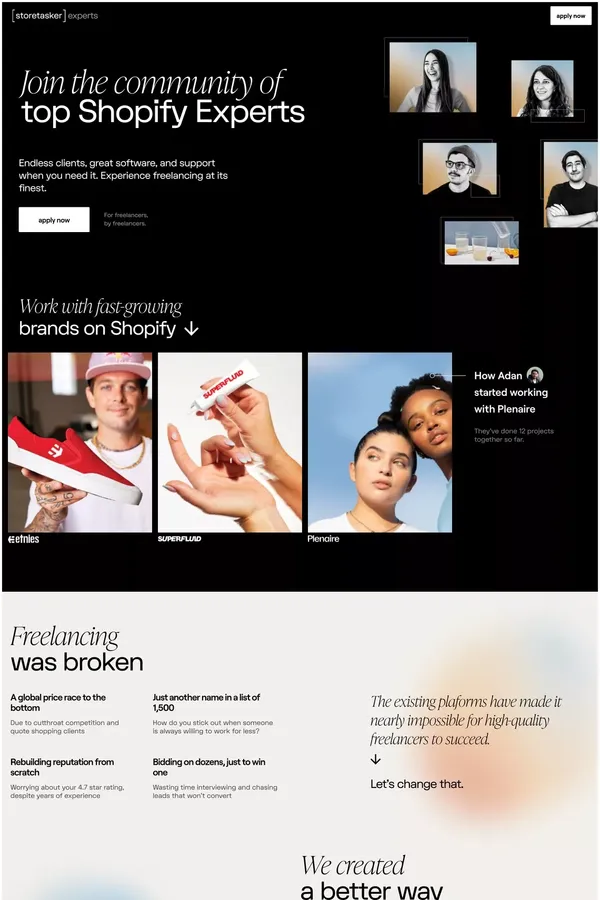 Join the top 5% of Shopify Experts | Storetasker - Landing design inspiration