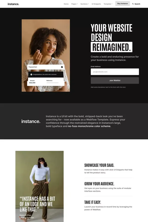 Instance - Webflow HTML Website Template - Template design inspiration