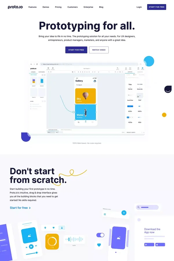 Proto.io - Prototyping for all - Landing design inspiration