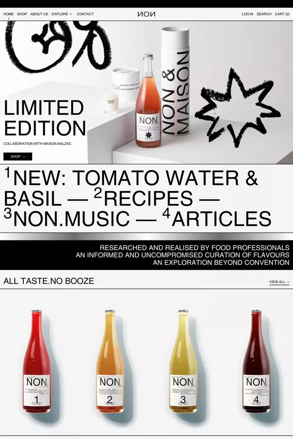 NON | Wine Alternative, Made in Melbourne | 0% Alcohol - Ecommerce design inspiration