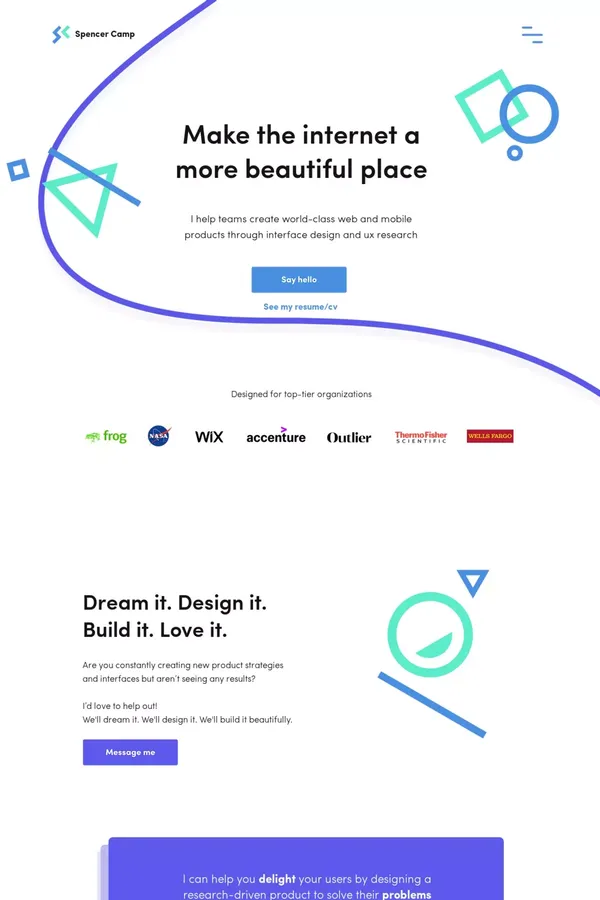 Spencer Camp Portfolio | Sr Product Designer - Landing design inspiration