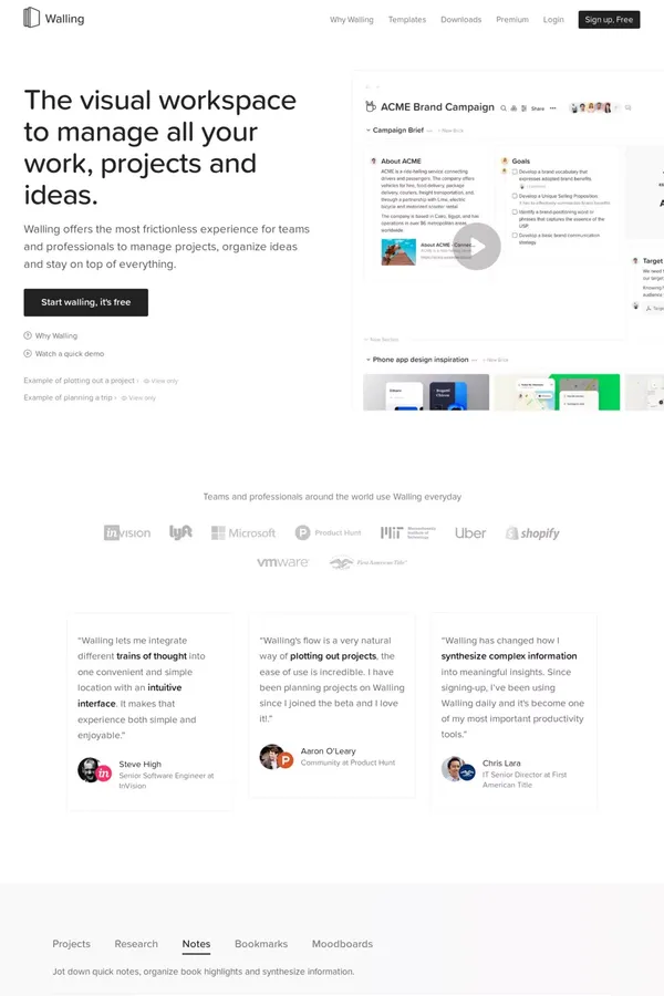Walling - Let your ideas connect - Landing design inspiration
