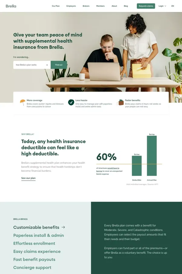 Brella Insurance | Better Supplemental Health Insurance - Landing design inspiration