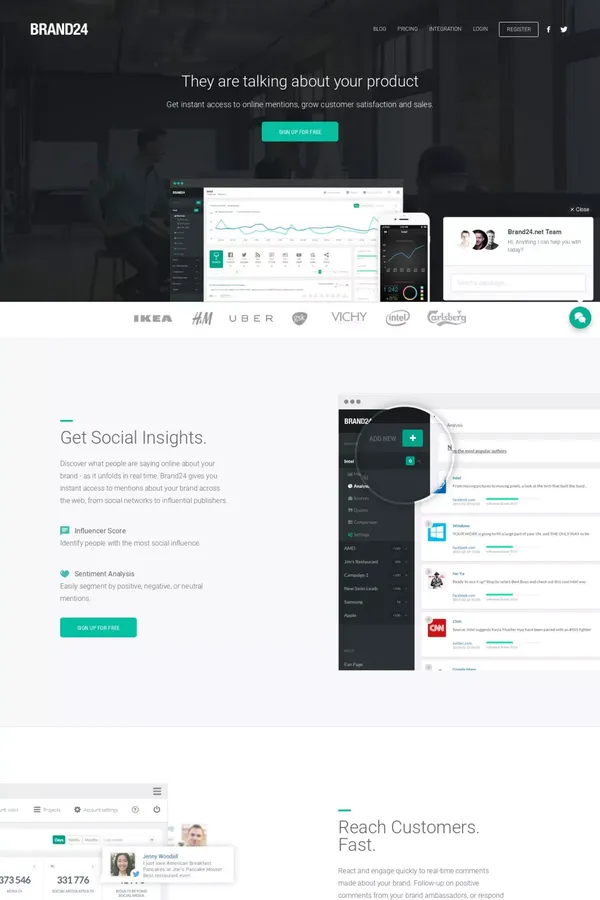 Brand24 - Social Media Monitoring & Analytics Tool - Landing design inspiration