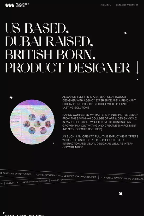 Alexander Morris — Product Designer - Portfolio design inspiration
