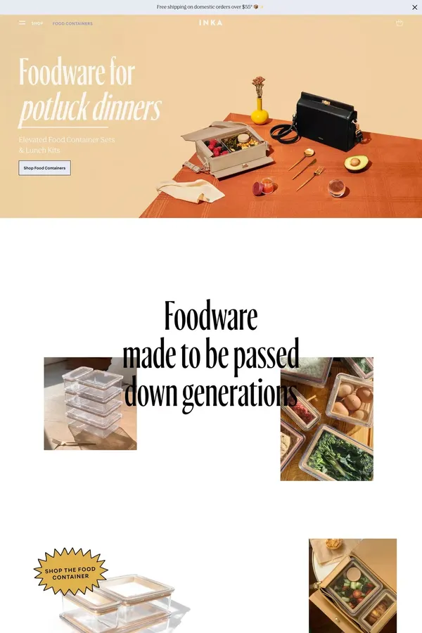 INKA Sustainable Food Containers, Napkins & Silverware - Ecommerce design inspiration