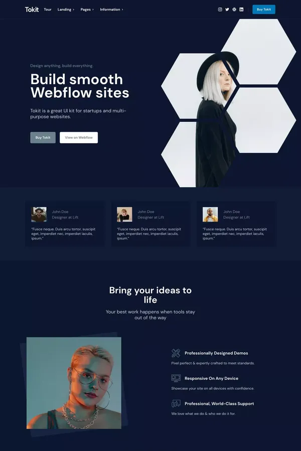 Tokit - Startup Webflow Website Template - Template design inspiration