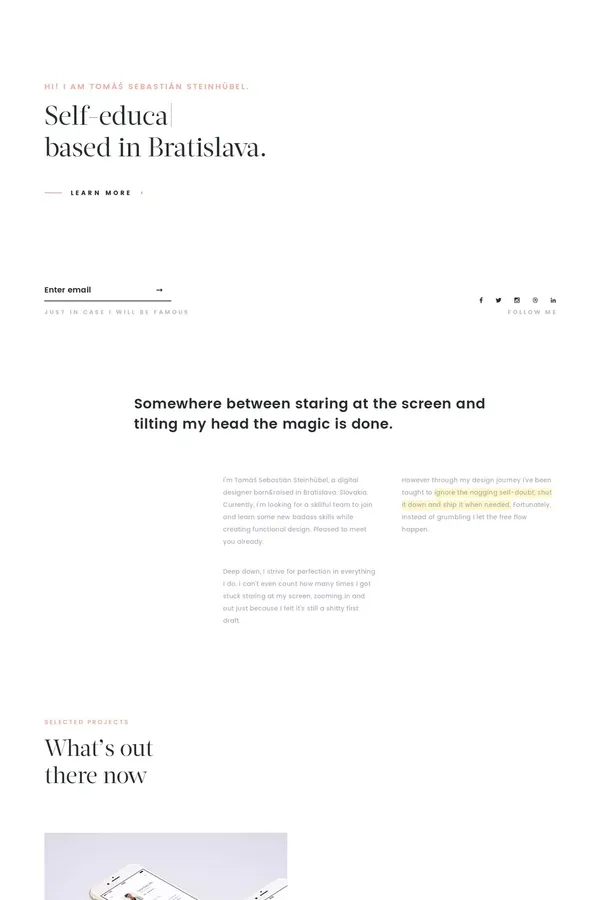 Tomáš Sebastián Steinhübel - Portfolio design inspiration