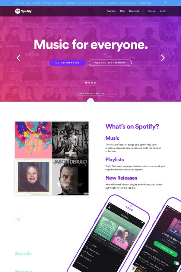 Spotify - Music for everyone - Landing design inspiration