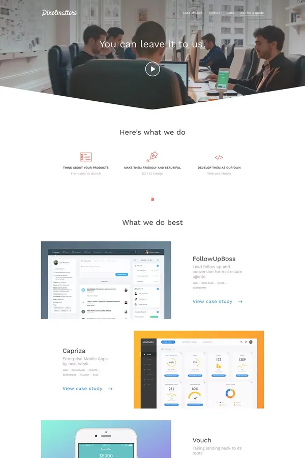 Pixelmatters: We'll turn your ideas into products - Portfolio design inspiration