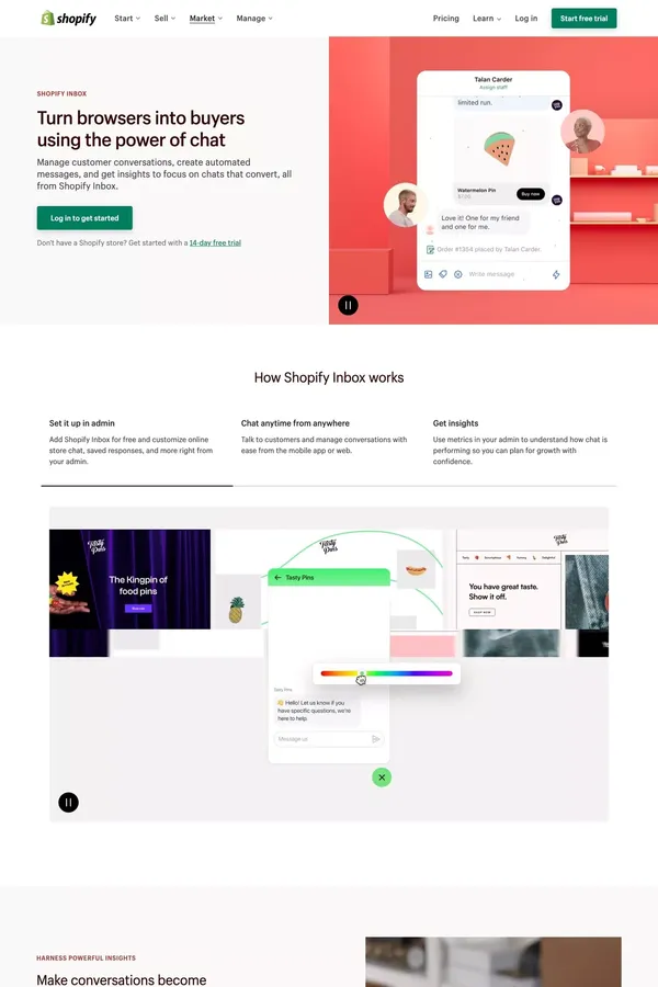 Shopify Inbox |  Business chat app for Shopify businesses - Landing design inspiration
