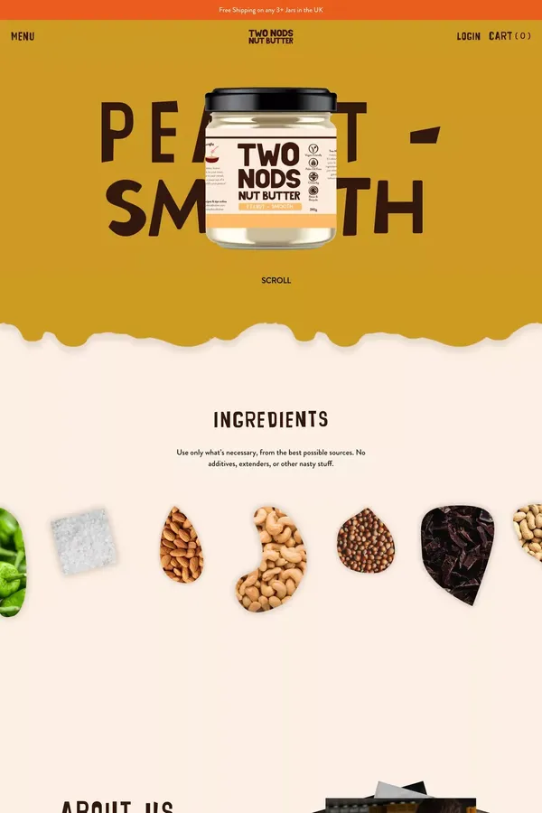 Two Nods Nut Butter - Ecommerce design inspiration
