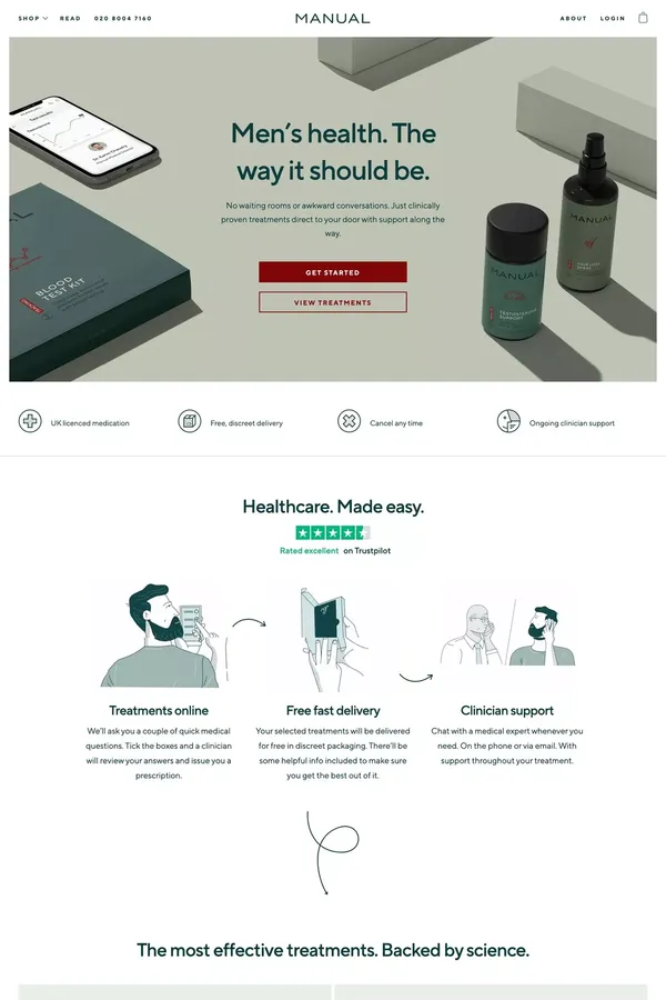 Manual: Men's Healthcare. Made easy. More than a pharmacy. - Landing design inspiration