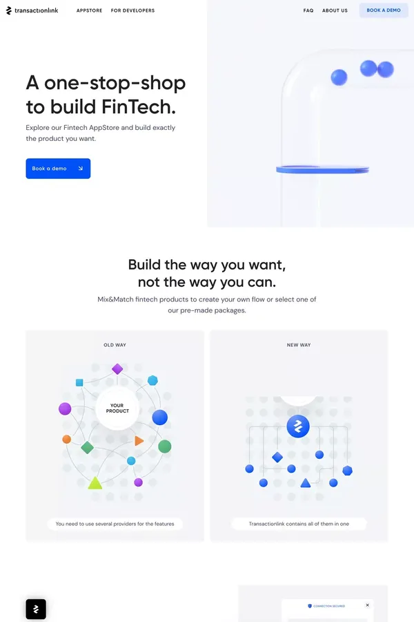 TransactionLink: Enabling the fintechs of tomorrow - Landing design inspiration