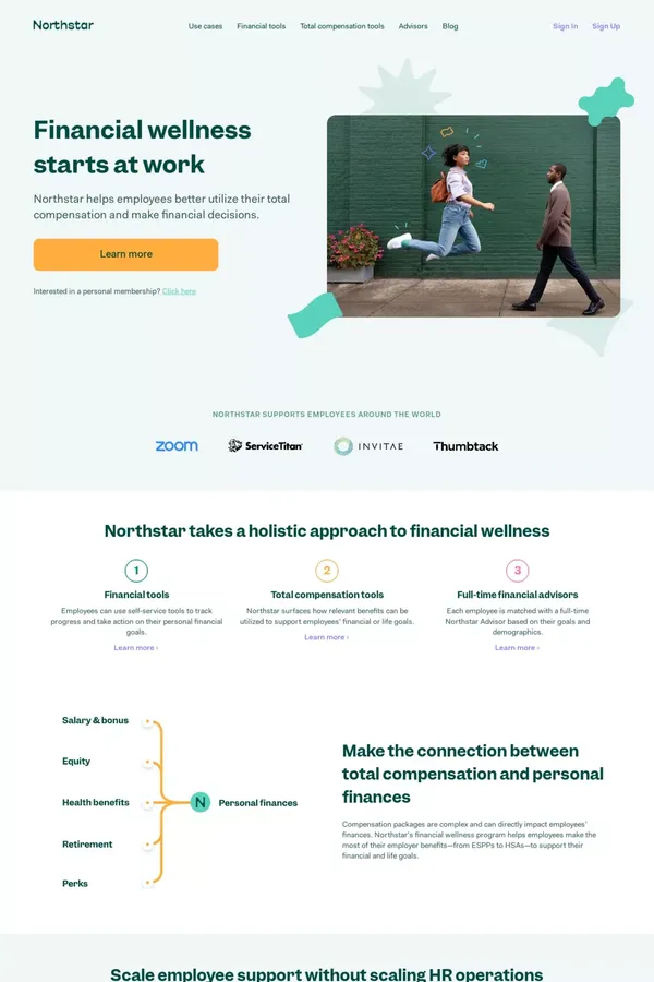 Northstar: Financial Wellness Program for Employees - Landing design inspiration