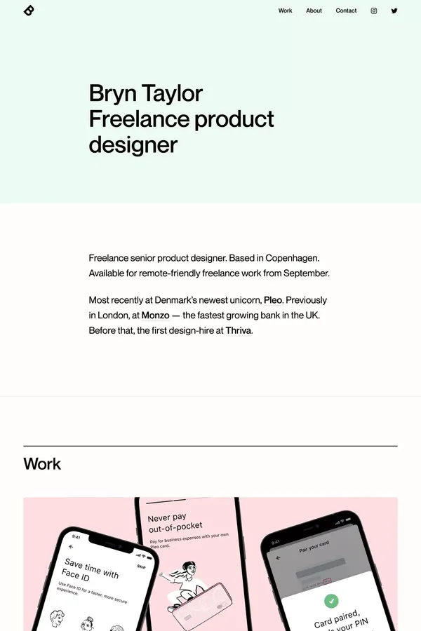 Bryn Taylor · Freelance digital product designer - Portfolio design inspiration