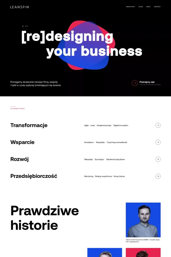 LEANSPIN – praktyczne wsparcie w rozwoju biznesu - Landing design inspiration