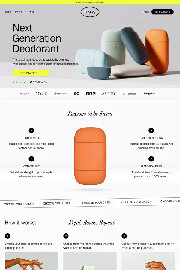 100% Effective Natural Deodorant | Fussy Refillable Deodorant - Ecommerce design inspiration