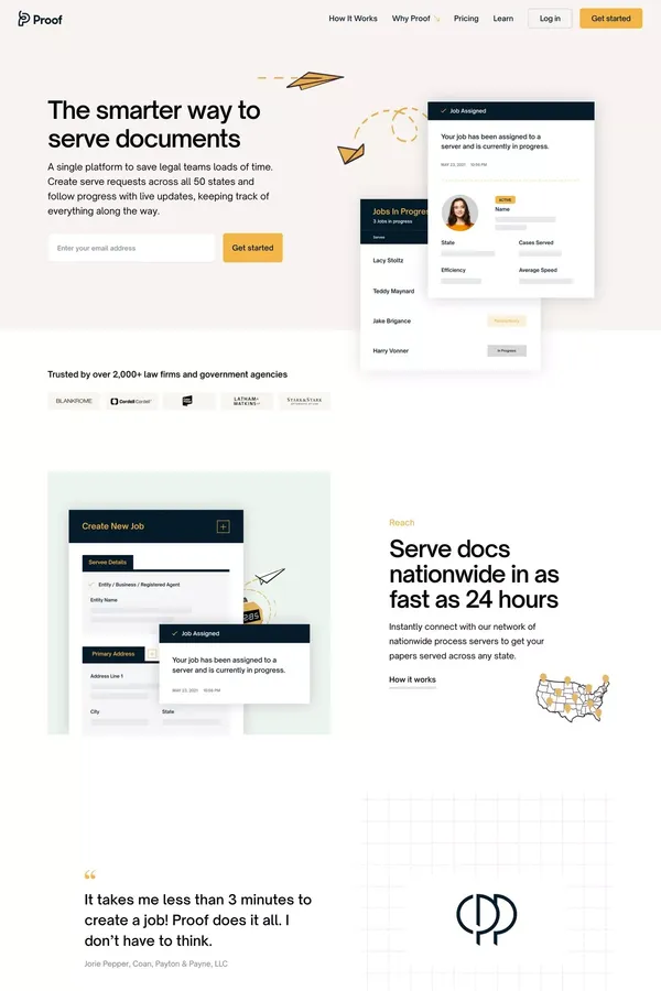 Proof: Nationwide Process Servers - Landing design inspiration