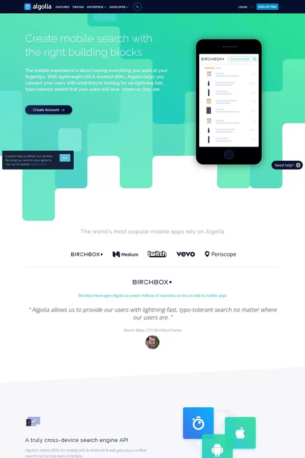 Mobile | Algolia - Landing design inspiration