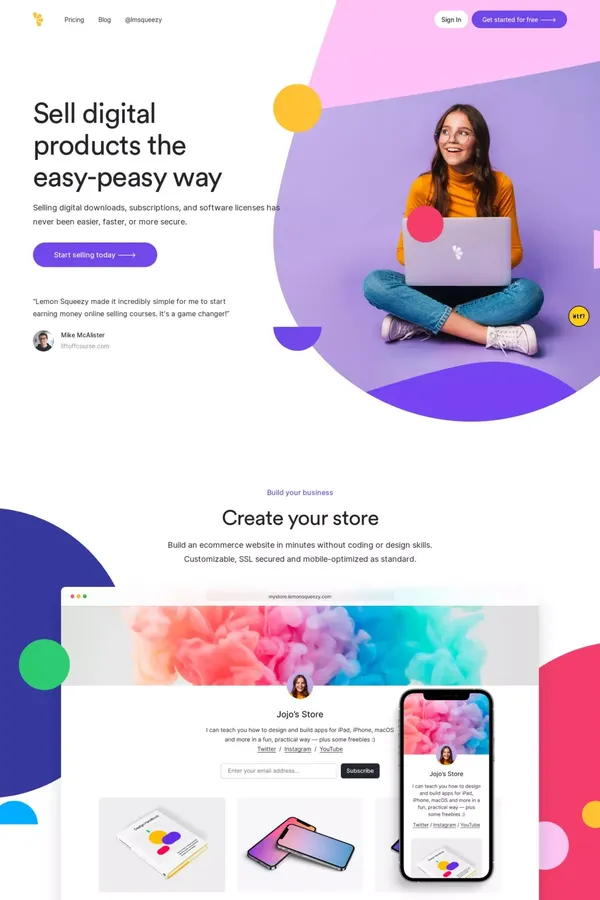 Lemon Squeezy: Sell digital products the easy-peasy way - Landing design inspiration